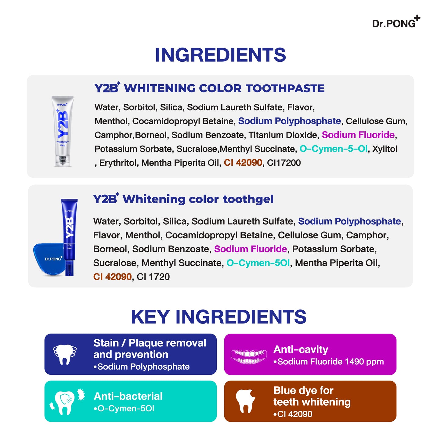 Dr.PONG Y2B WHITENING COLOR TOOTHGEL